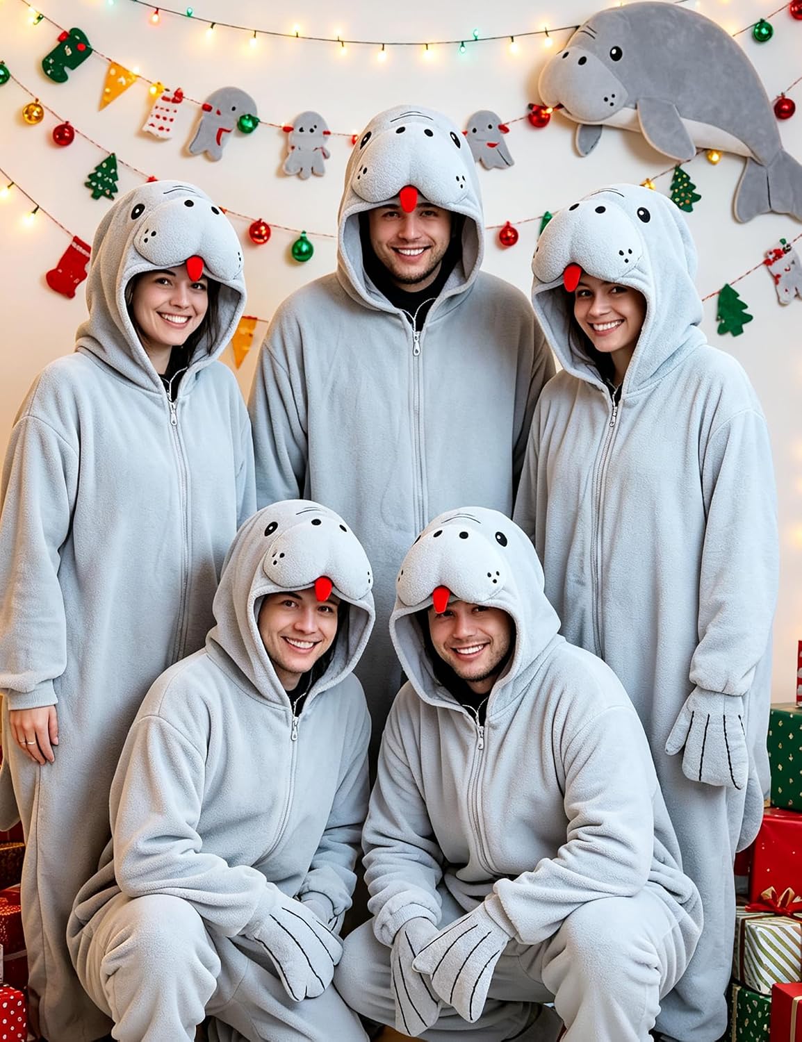 ABPTBAZ Adult Manatee Costume Onesie Pajamas Plush Funny Halloween Christmas Women men