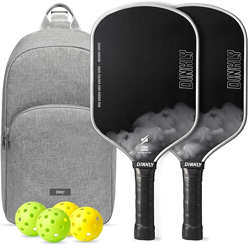 Raw Carbon Pickleball Paddles Set of 24, T700 Carbon Fiber Rackets with 16MM Honeycomb Polymer Core, 4 Balls and 1 Portable Carry Bag, USAPA