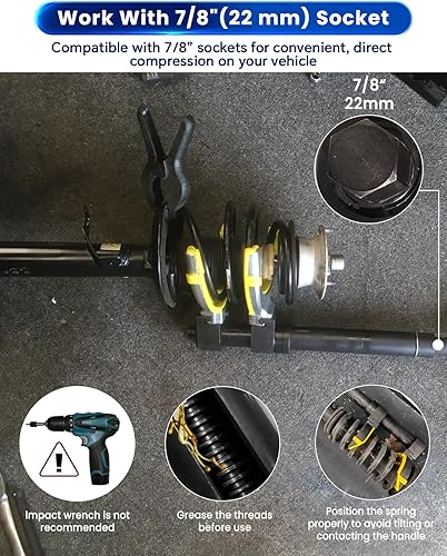 Miniatura 5 de ATPEAM Macpherson Strut Spring Compresor Kit Universal Intercambiable Horquilla Bobina Extractor Juego de herramientas