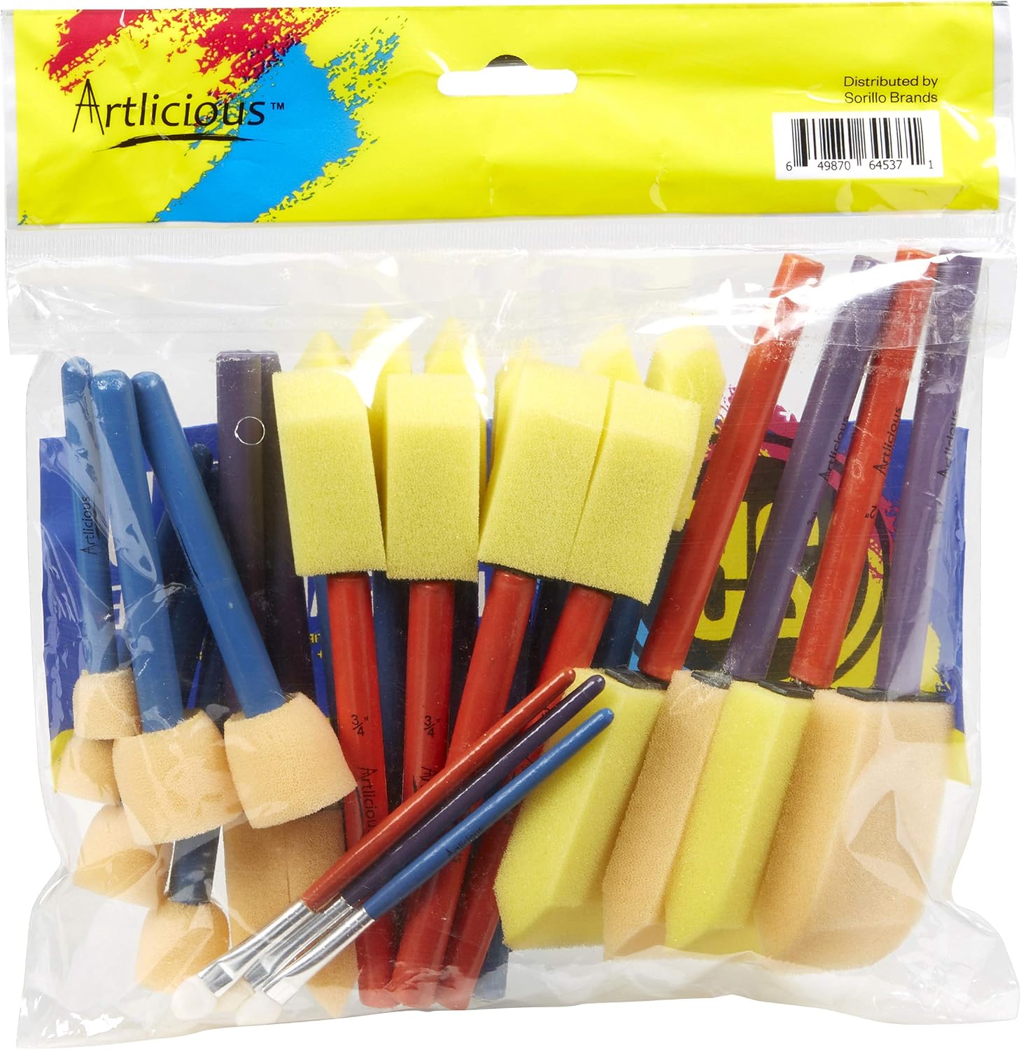 Artlicious - Foam Paint Brush Value Pack (Variety - 25 Pack)