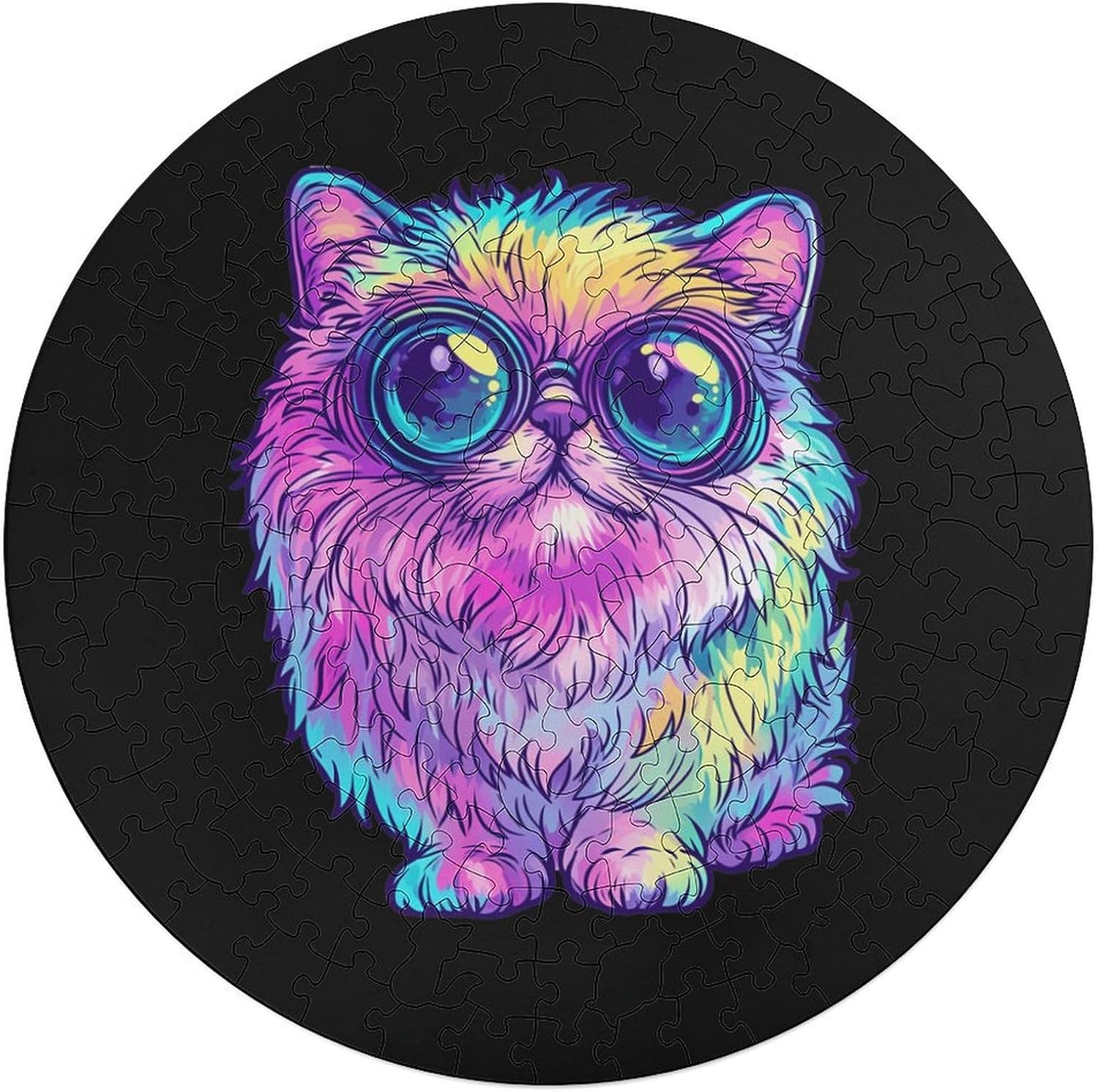 Big Eyed Cat Wooden Puzzles Irregular Animal Shaped Jigsaw Puzzle Fun Family Game 195 PCS