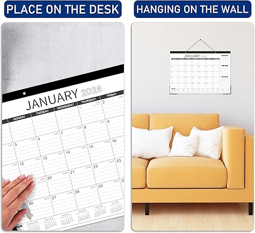 Miniatura 6 de Calendario de escritorio 2026-2026, enero 2026 - diciembre 2026, 12 blocs mensuales de escritoriocalendario de pared 2 en 1, 17 x 12 pulgadas, papel