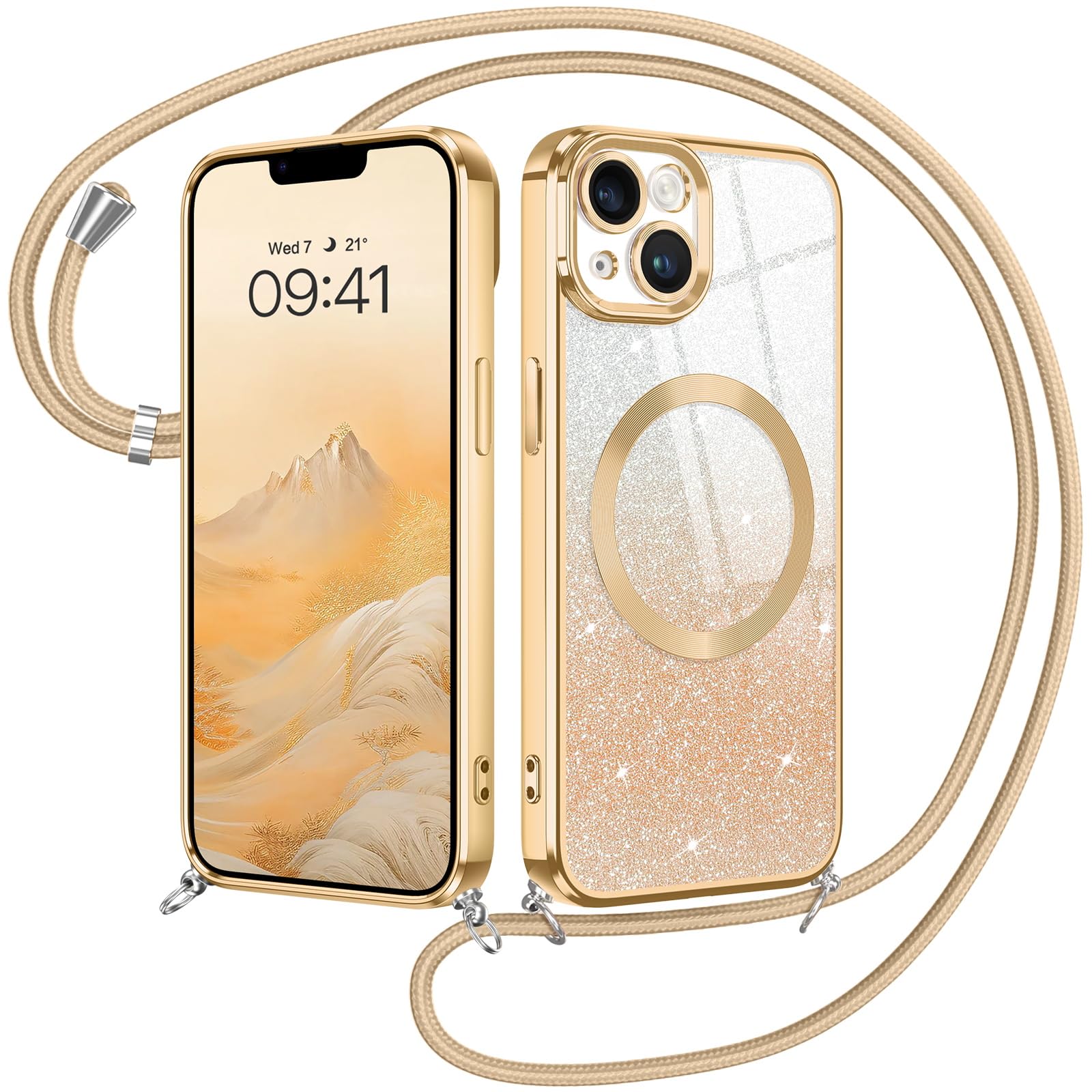 Yoedge Handyhülle Mit Kette Für IPhone 13/14 – Transparent, Stoßfest & Mit Verstellbarem Umhängeband