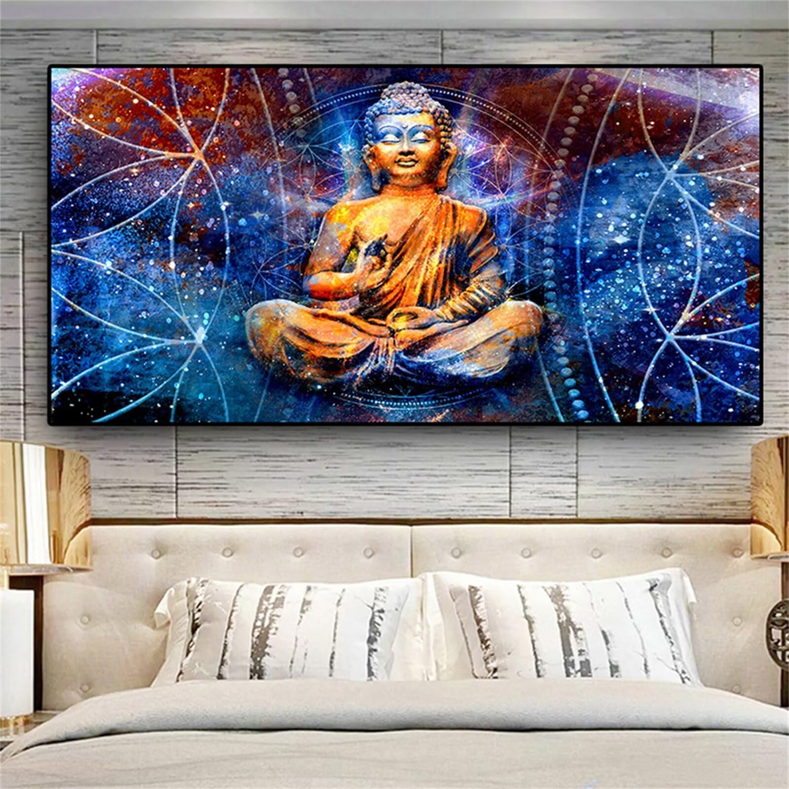 AI Bouddha Bricolage Diamond Painting,5D DIY Enfants Broderie Diamant Kit Complet,Peinture Diamant Artisanat Strass Painting pour Loisirs Créatifs Adultes,Intérieur Murs Décoration 50x150cm-s822