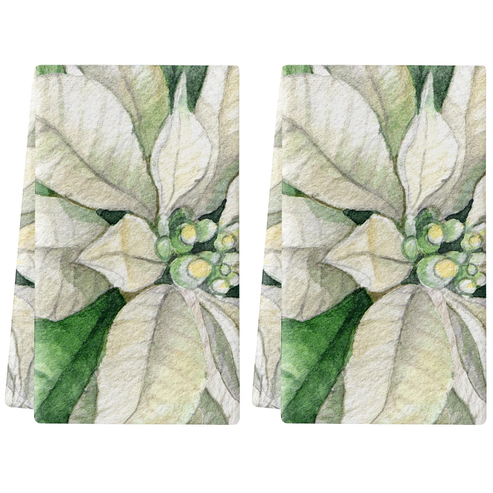Trapos Cocina Hojas Verdes Retro Paños de Cocina Microfibra Paños Cocina Suaves Lavable Toallas Reutilizables Absorbentes Baño Pañuelo de Mano Trapos de Cocina 2 Piezas (44x74 cm)