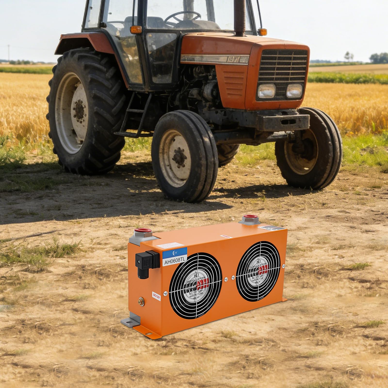 Radiatore olio idraulico radiatore olio radiatore idraulico radiatore motore radiatore radiatore ventola ventola radiatore alluminio alloggiamento DC 12 V 80 l min 2 x 48 W 1.8 m2 per costruzione
