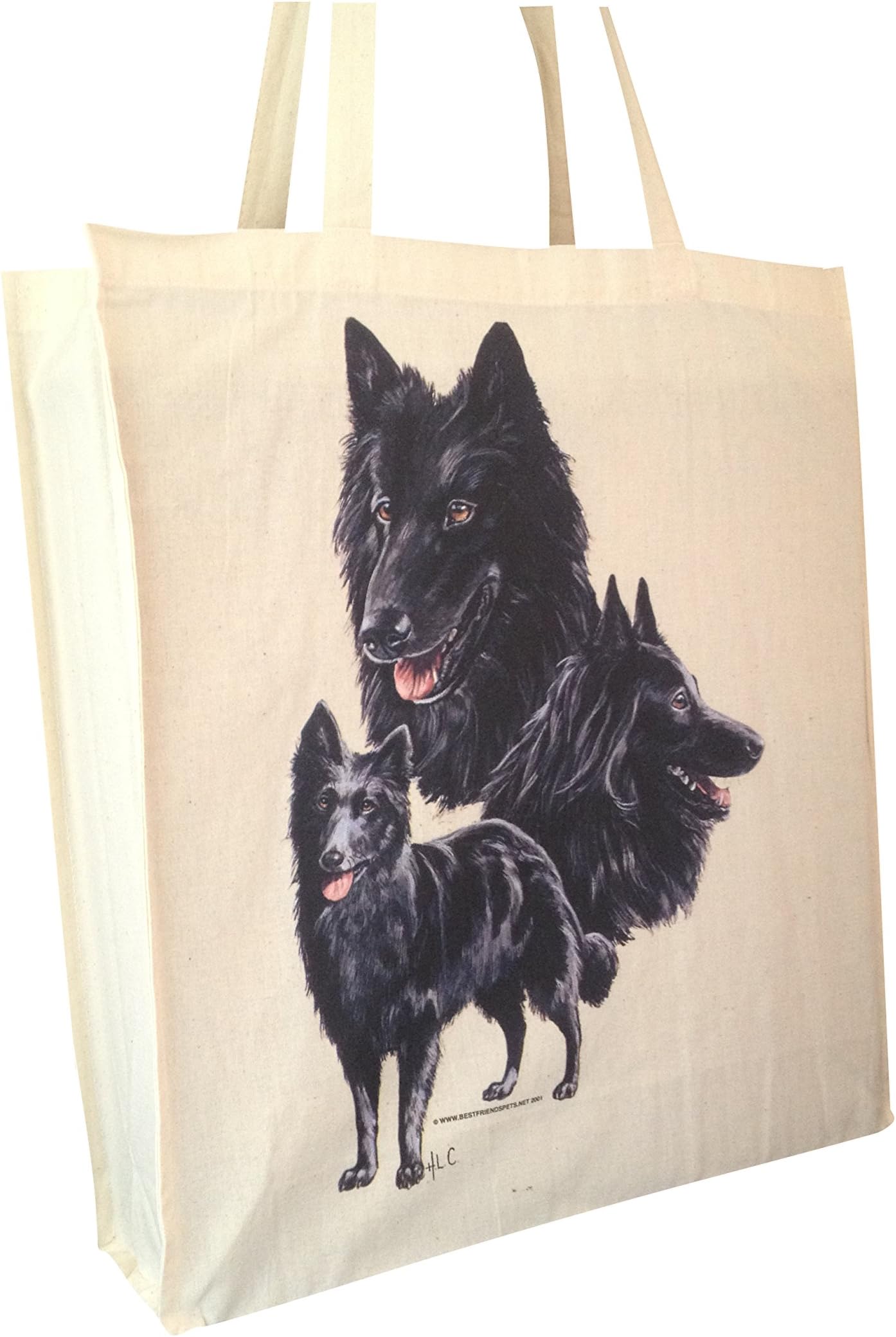 Belgian Groenendael Group Reusable Cotton Shopping Bag Tote Gusset for Extra Space and Long Handles