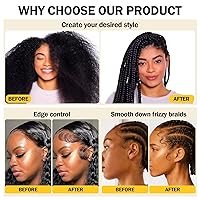 Vista 5 de Control de bordes para mujeres negras con aceite de ricino y biotina – Cera de control de bordes de gel para cabello rizado trenzado fuerte – Cera