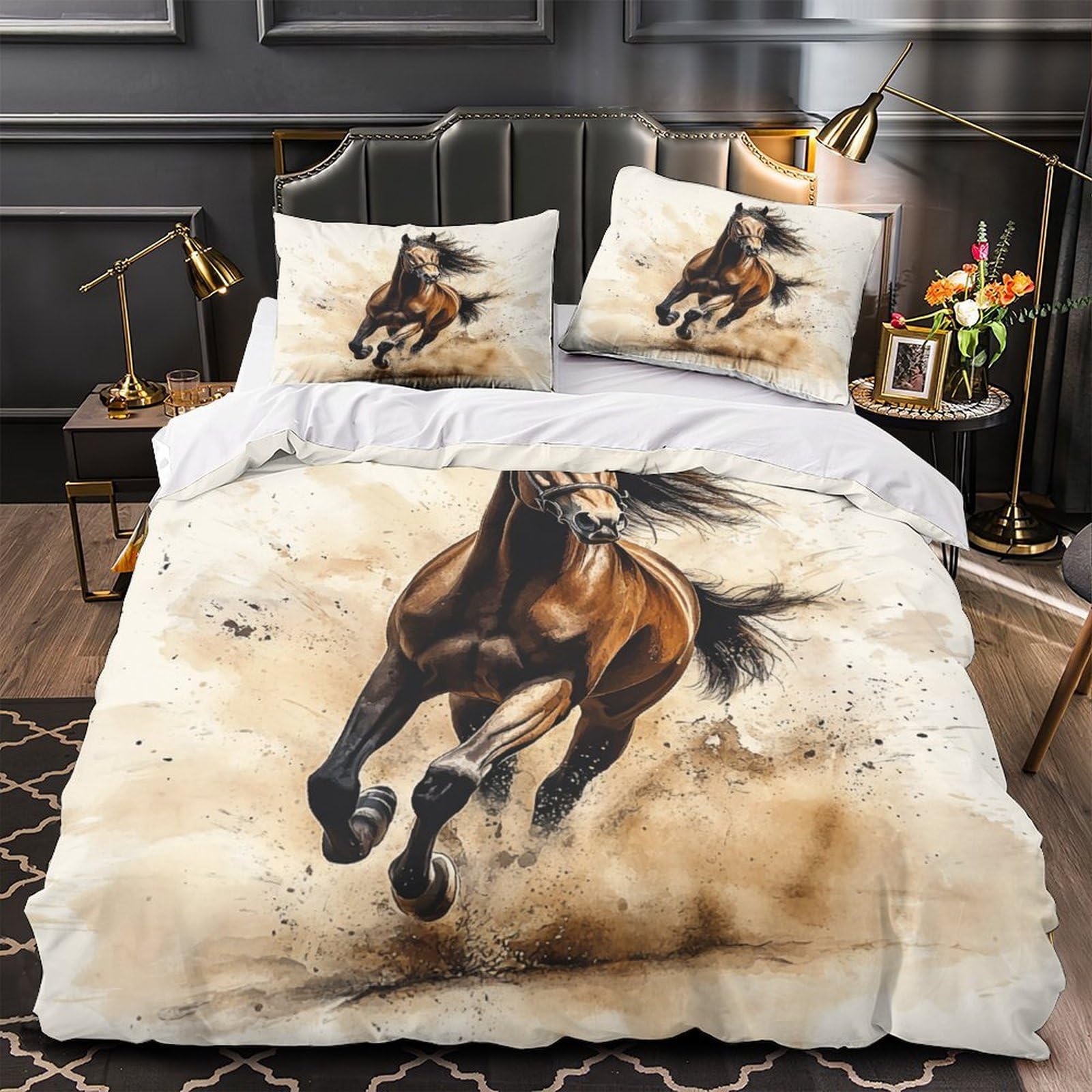 Housse de couette zippée anti-plis literie 3D douce Festin des Nains ado