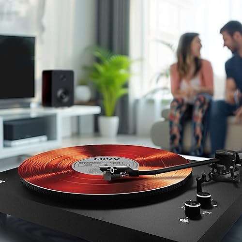 Miniatura 5 de Mixx Paquete de reproductor de discos de vinilo de alta fidelidad con sistema analógico 5  Altavoces inalámbricos RMS de 50 W  Tocadiscos Bluetooth