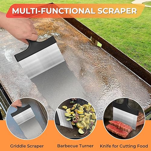Miniatura 3 de Kit de limpieza de plancha para Blackstone, accesorios para parrilla plana, juego de herramientas de limpieza con piedra para parrilla, raspador de