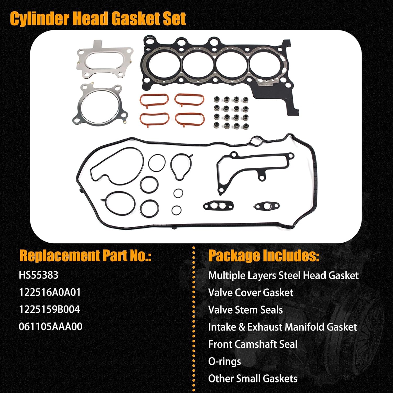 AUCERAMIC 122516A0A01 Cylinder Head Gasket Set Fit for 2018-2022 Honda Accord 2016-2021 Civic 2017-2021 CR-V 1.5L L4 HS55383