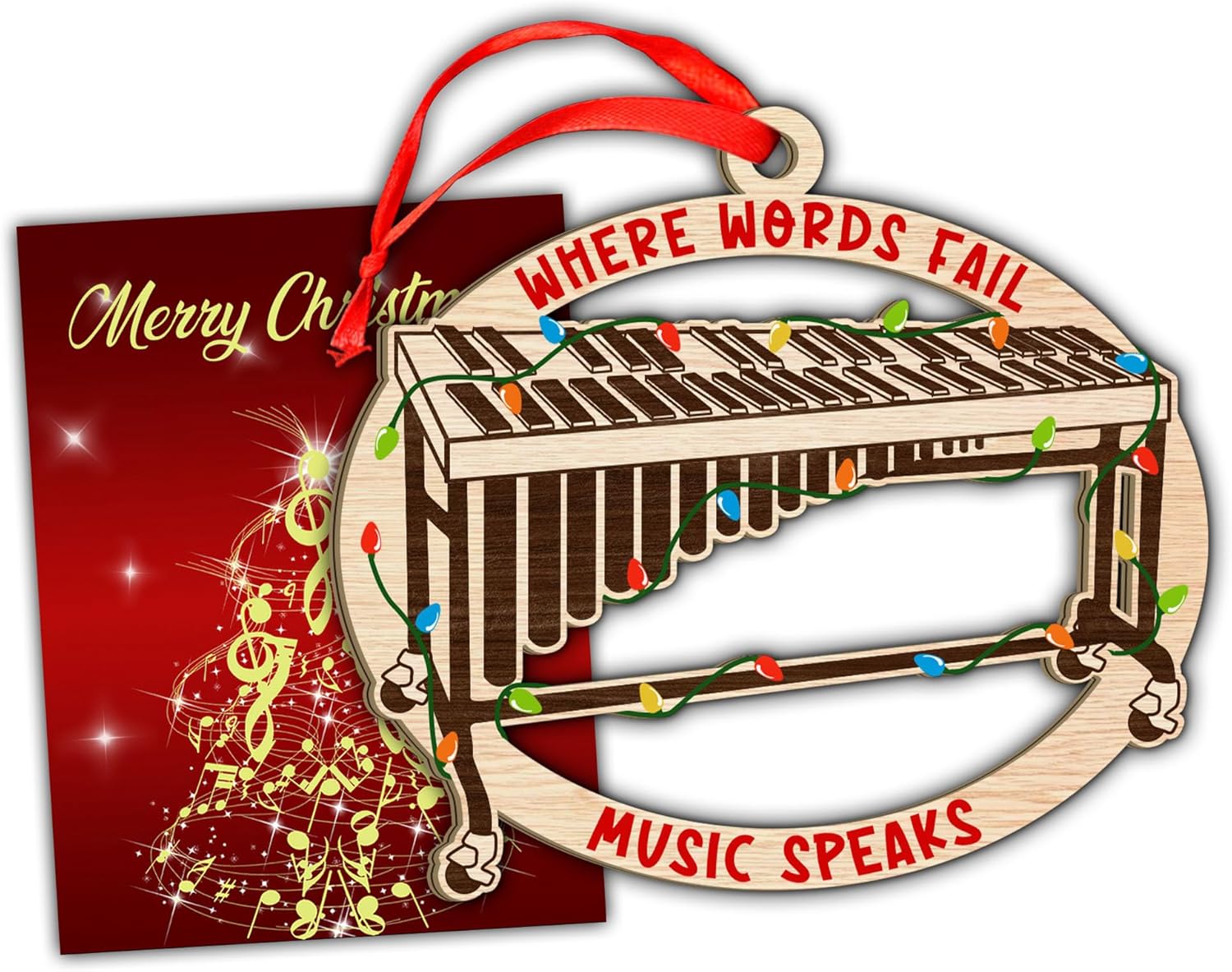 Marimba Christmas Ornament, Marimba Ornaments For Christmas Tree, Marimba Musical Instrument Xmas Gifts For Marimba Lovers Marimba Players Marimba Coaches Tutor Teachers, Where Words Fail Music Speaks