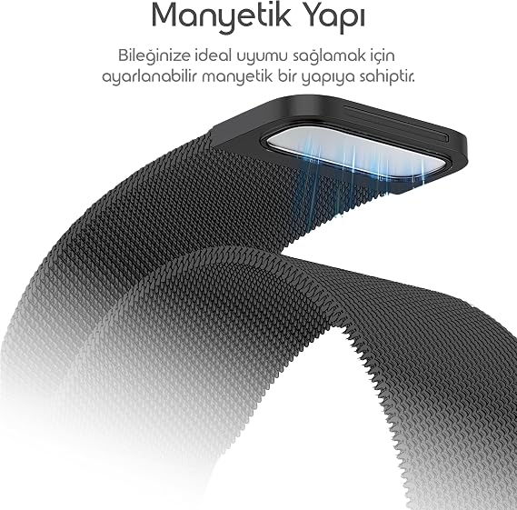 Rongep Xiaomi ile Uyumlu Mi Band 10/9/8 İçin Milano Loop Metal Hasırlı Kordon Manyetik Tasarımlı Terletmeyen Hafif Yapılı Bileğe Göre Ayarlanabilen Deformasyona Dayanıklı Paslanmaz Kayış