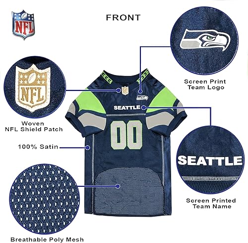 Miniatura 6 de NFL Seattle Seahawks - Camiseta para perro, talla XXL, el mejor atuendo de camiseta de fútbol americano para perros o gatos, camiseta con licencia.