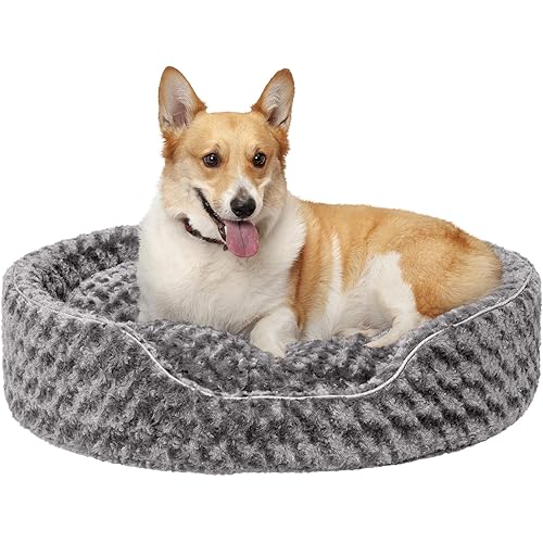 Furhaven Pet Beds for Small, Medium, and Large Dogs - Round Oval Cuddler Supportive Dog Bed with Removable Cover - Multiple Sizes & Styles