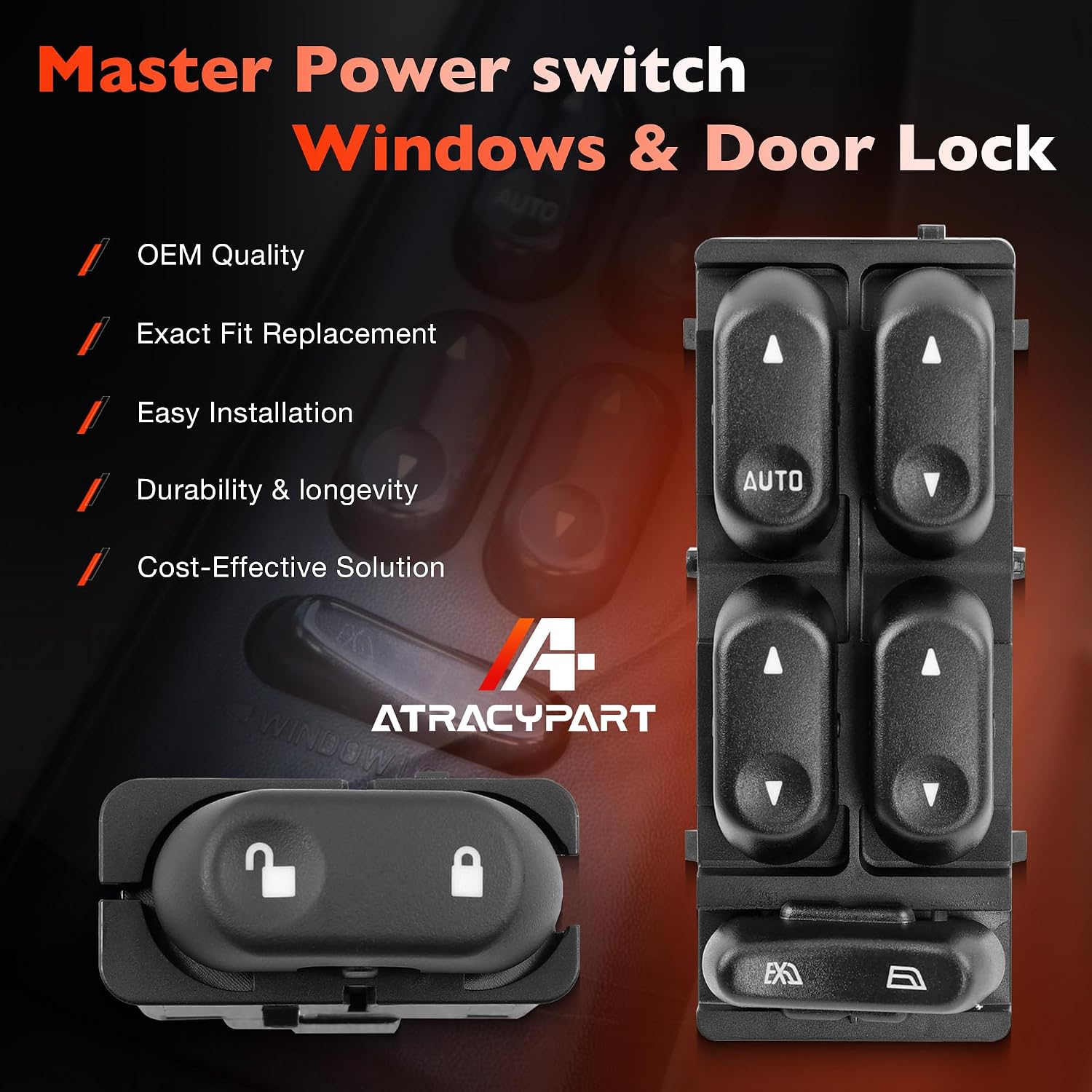 Master Power Window Switch & Door Lock Switch Compatible with Ford F-250 F-350 F-450 F-550 2002-2004, Excursion 2002-2005, Explorer & Mountaineer 2002-2003 – Replaces 1L2Z14529BA, 1L2Z14028AA