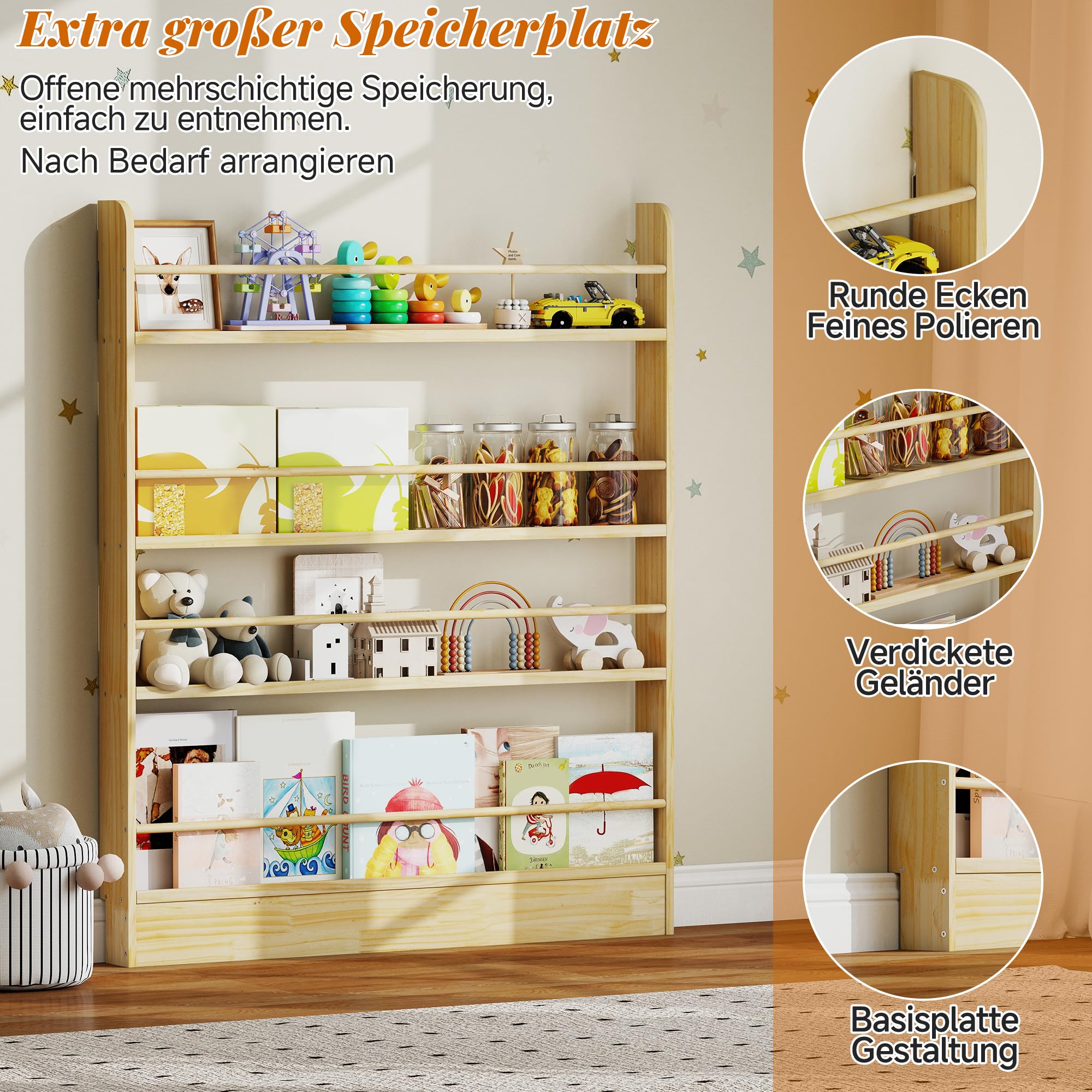 Hinter der Tür Bücherregal Holz, Kinderbücherregal Wandhalterung Bücherregal hinter der Tür für Spielzeug und Bücher Platzsparendes schmales für Schlafzimmer, Wohnzimmer, Büro