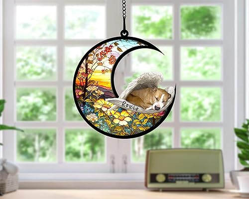 Miniatura 586 de Chow Chow Dog Memorial Suncatcher, adorno de Navidad Chow Chow con nombre, atrapador de pérdida de mascotas, regalos para los amantes de los perros