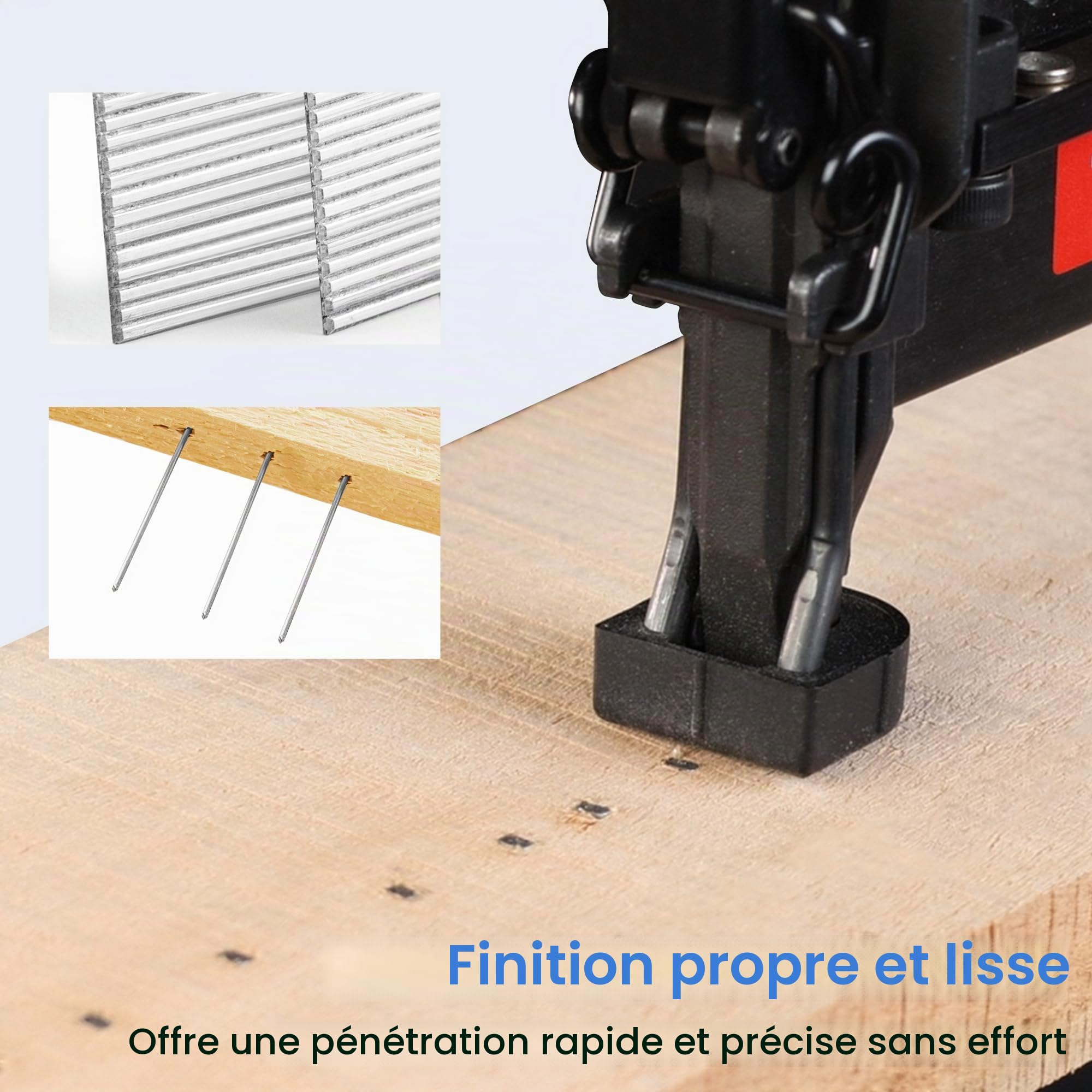meite Clous de Finition Galvanisés de Type 16G / 50 mm, Diamètre du Fil 1,6 mm, Tête 2,8 × 1,6 mm, 16GA Clous pour Cloueuse, pour le Travail du Bois et la Tapisserie, Lot de 2500