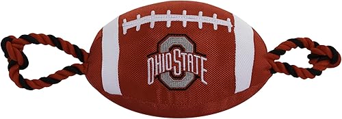Pets First NCAA Ohio State Buckeyes - Juguete de fútbol para perro, materiales de nailon de calidad resistente, cuerdas de tracción fuertes,