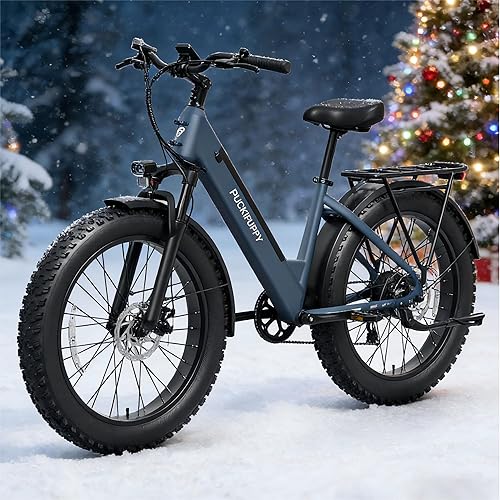 PUCKIPUPPY Electric Bike for Adults 960W Peak, 48V 15AH Removable Battery Electric Bicycle, 28MPH Commuter E-Bike, 7 Speed, Up to 60 Miles,All Terrain 26" Fat Tire Front Suspension, Samoyed