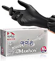 Vista 1 de MAMISON Black Nitrile Disposable Gloves, Powder-Free, Latex-Free, 4 Mil, 100 Count, Food Safe, BBQ, Kitchen, Cooking