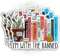 Vista 9 de Calcomanías de vinilo impermeable troqueladas con texto en inglés «I'm with the Banned», libros prohibidos, para amantes de los libros, 3 pulgadas
