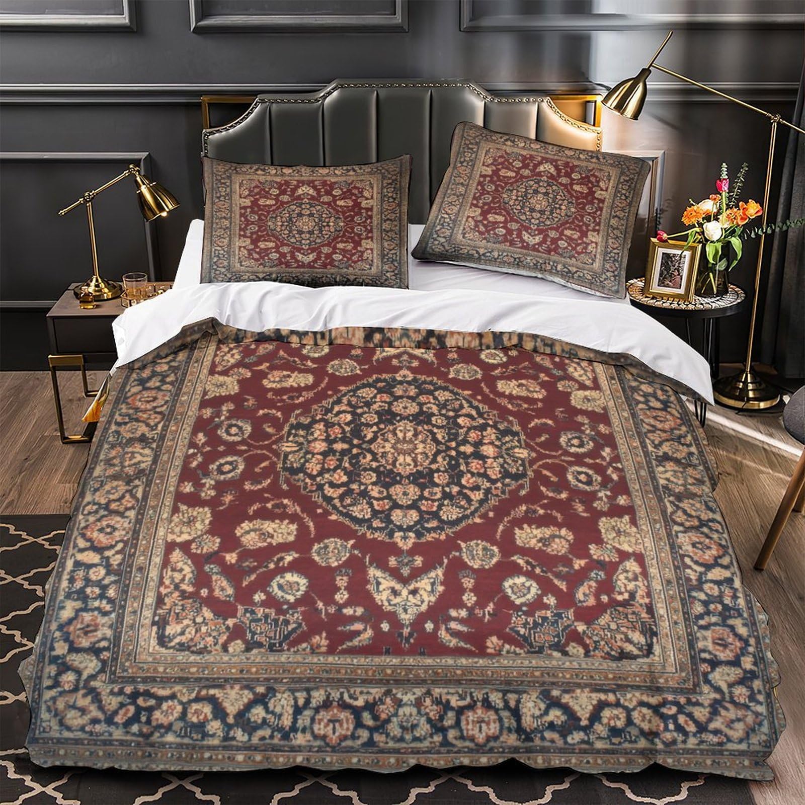 Housse de couette tapis persan 135x200 pour ado en microfibre