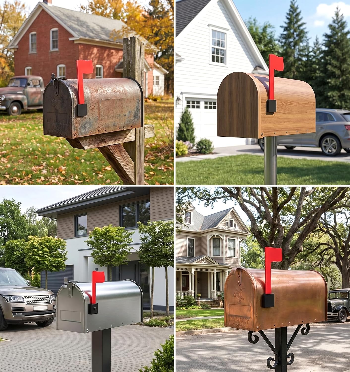 2 Pcs Replacement Mailbox Flag, Universal Flag for Mailbox, Easy Installation Replacement Flag for Post Mount & Outgoing Mailboxes(Red Acrylic)