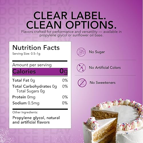 Miniatura 2 de Dolce Flav Extracto de pastel de cumpleaños, 2 onzas soluble en agua, Kosher, sin azúcar, saborizante concentrado para tartas festivas para