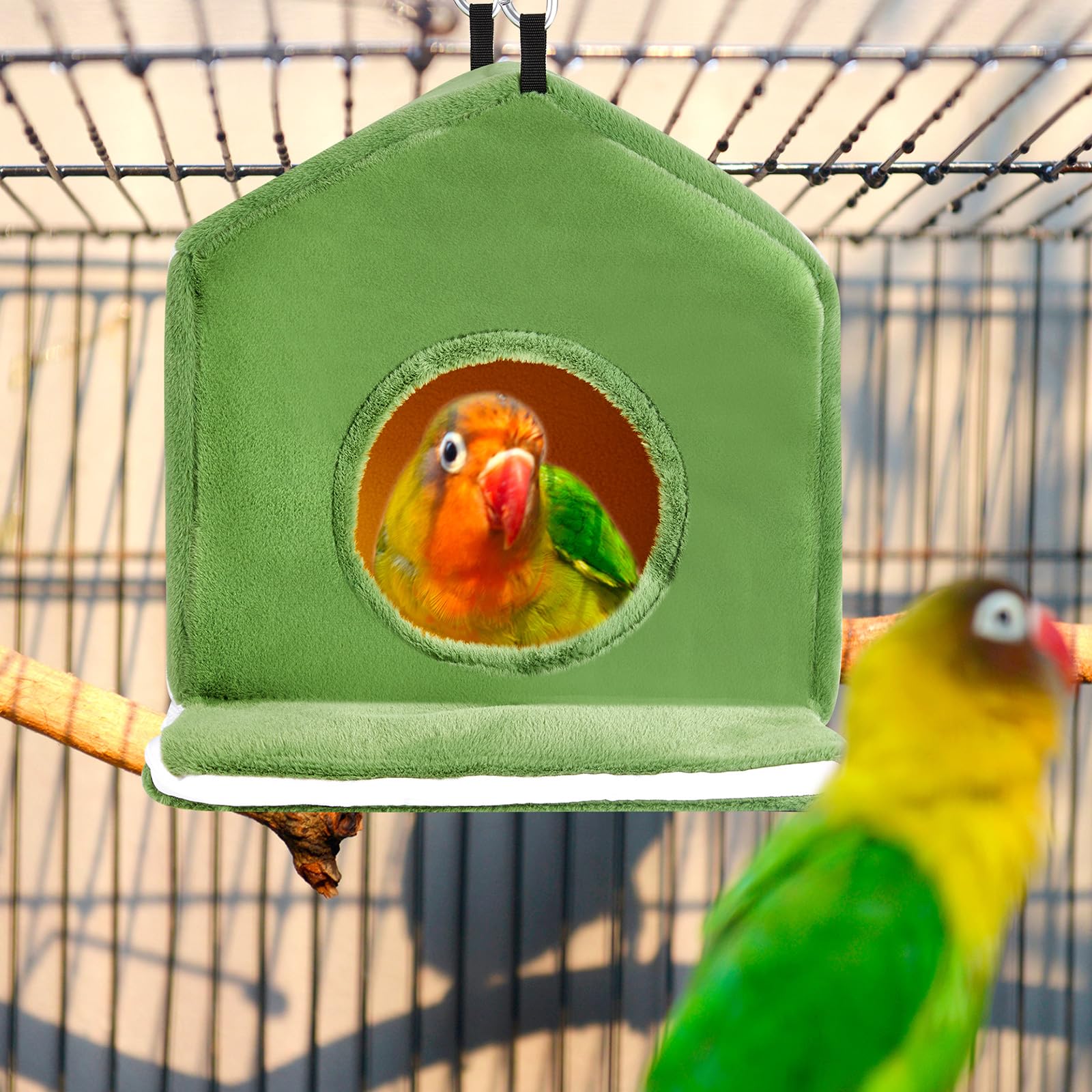 Spiareal 2 piezas de invierno cálido nido de pájaros casa de felpa cama de pájaros para jaula dormir hamaca periquito cama cobertizo cabaña jaula para loro, cacatúas, periquitos, accesorios de