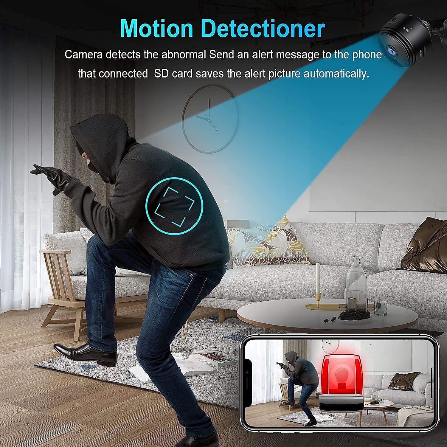 UENOKIPS Mini Hidden Camera WiFi Wireless Small Video Camera Full HD 1080P Night Vision Motion Detection Security Nanny Surveillance Cam Covert Cameras with App for Home Indoor Outdoor Black……