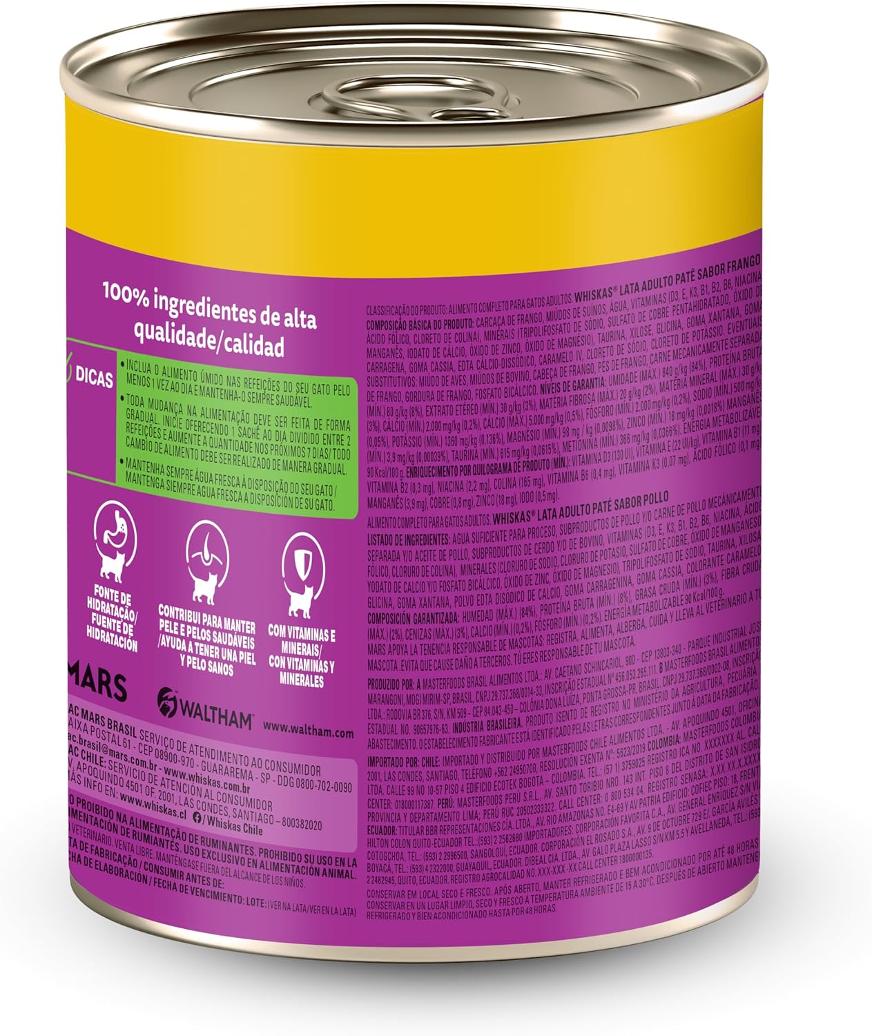 Pack de Ração Úmida Whiskas Lata Patê de Frango para Gatos Adultos 290 g - 24 unidades Pack de Ração Úmida Whiskas Lata Patê de Frango para Gatos Adultos 290 g - 24 unidades
