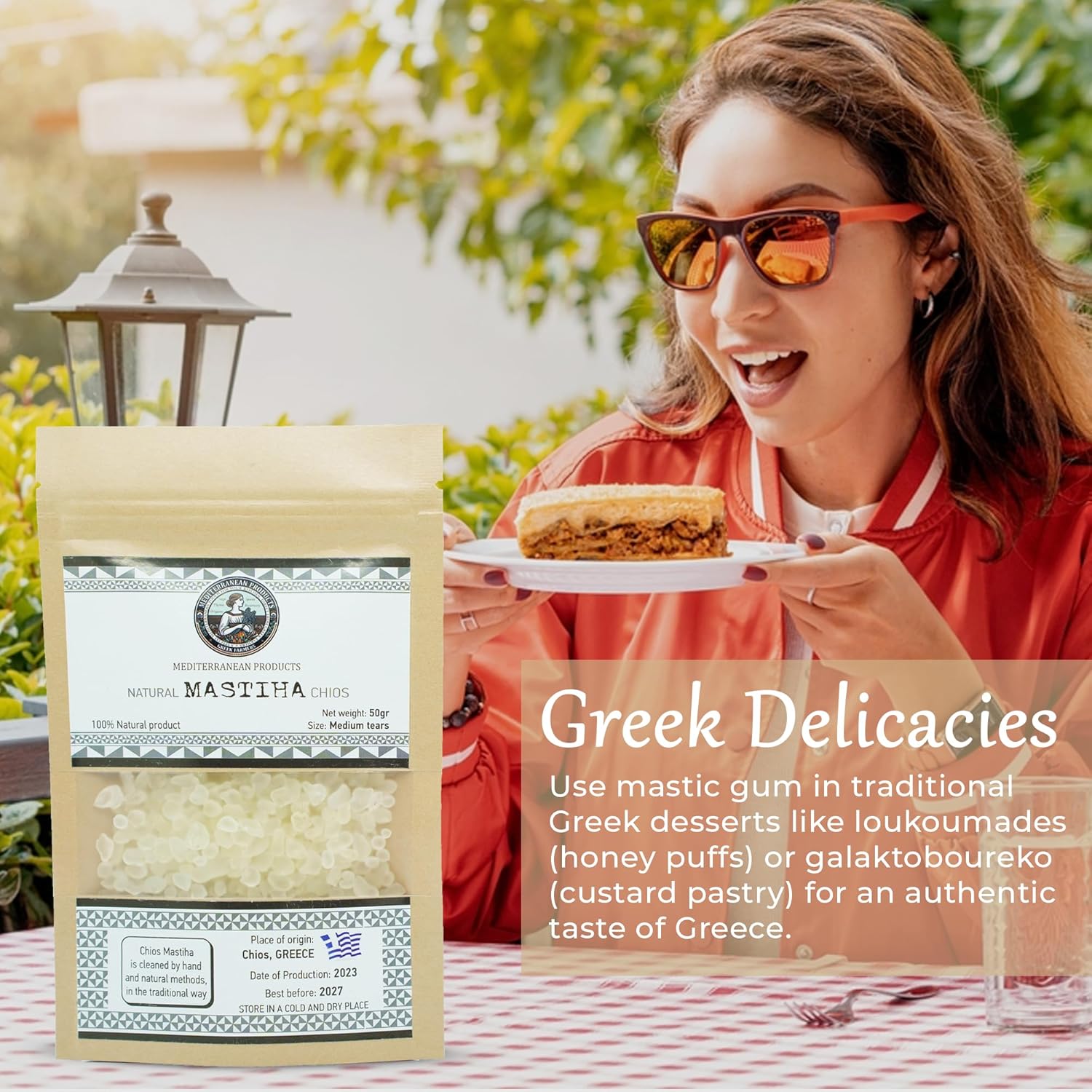 Organic Mastiha Chios 50G – 100% Natural Greek Mastic Gum, Gluten-Free & Sugar-Free Vegan Resin from Greek Farmers, Authentic Mastiha Tears for Daily Use