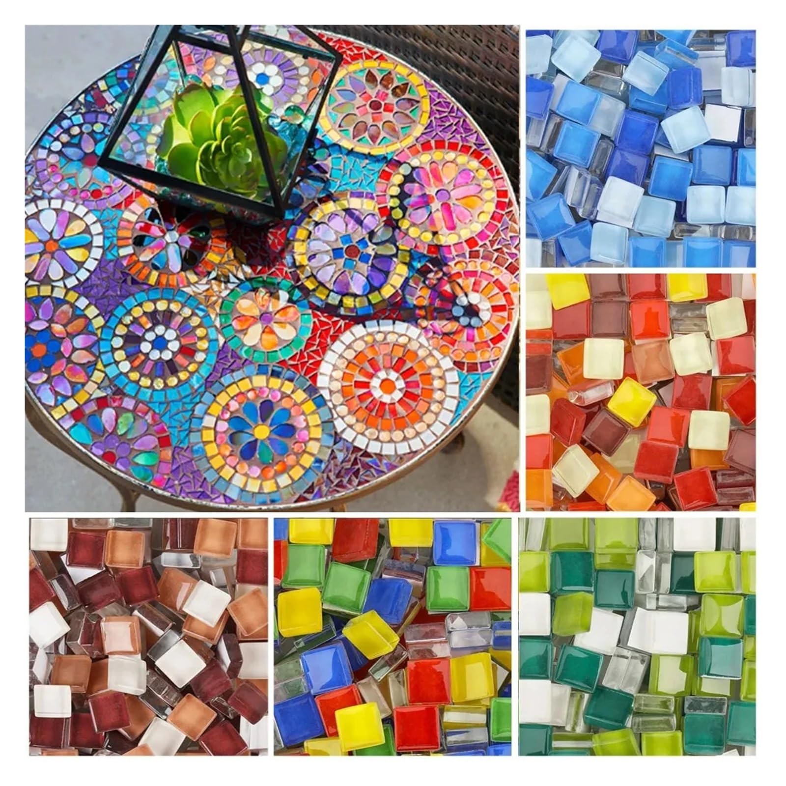 Azulejos de mosaico de 500 g, piezas de mosaico mixtas de colores surtidos, azulejos cuadrados de vidrio con purpurina para manualidades, suministros de manualidades, azul, morado, verde, arte