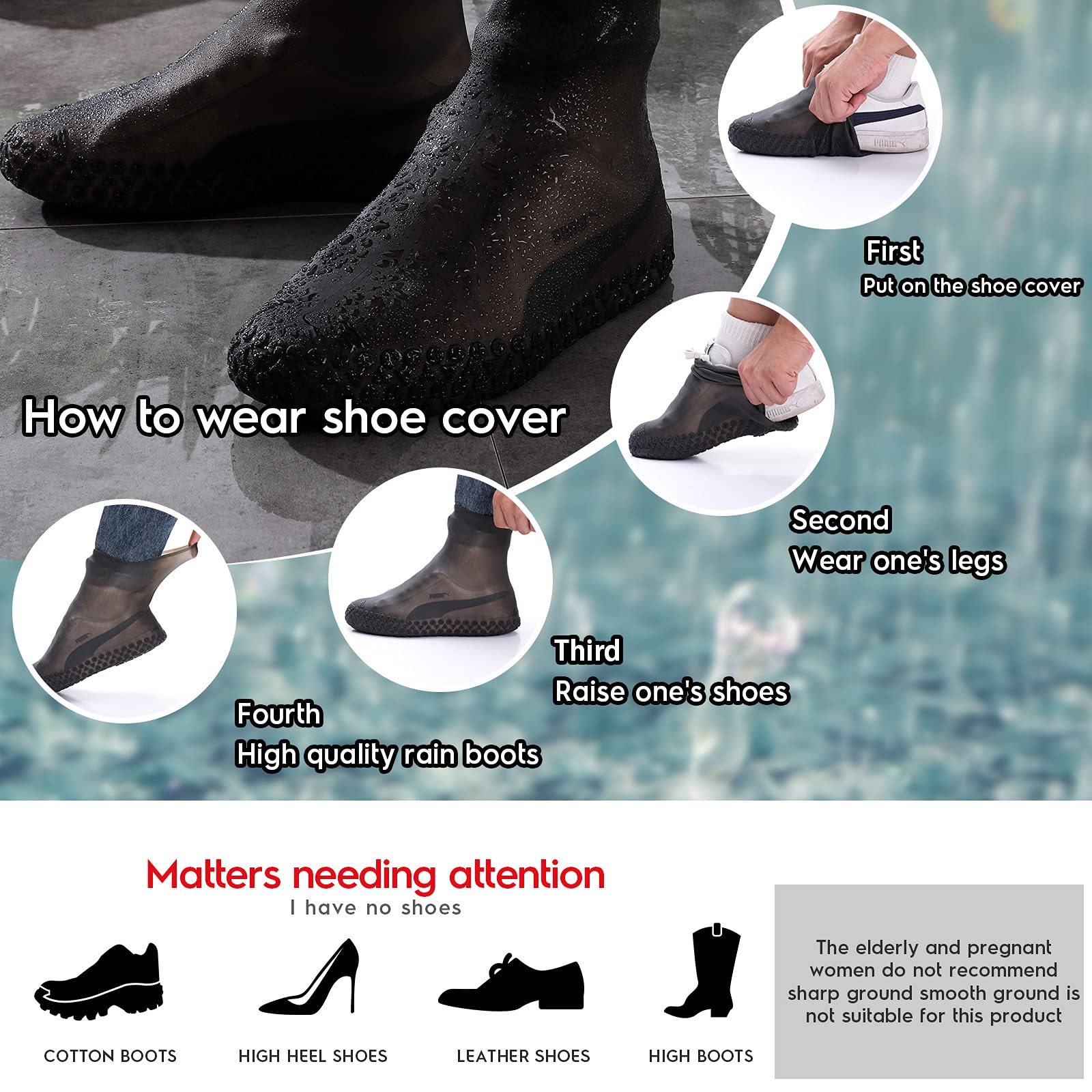 Couvre Chaussure Impermeable Couvre-chaussures Réutilisables Imperméables, Pliables Chaussure De Pluie
