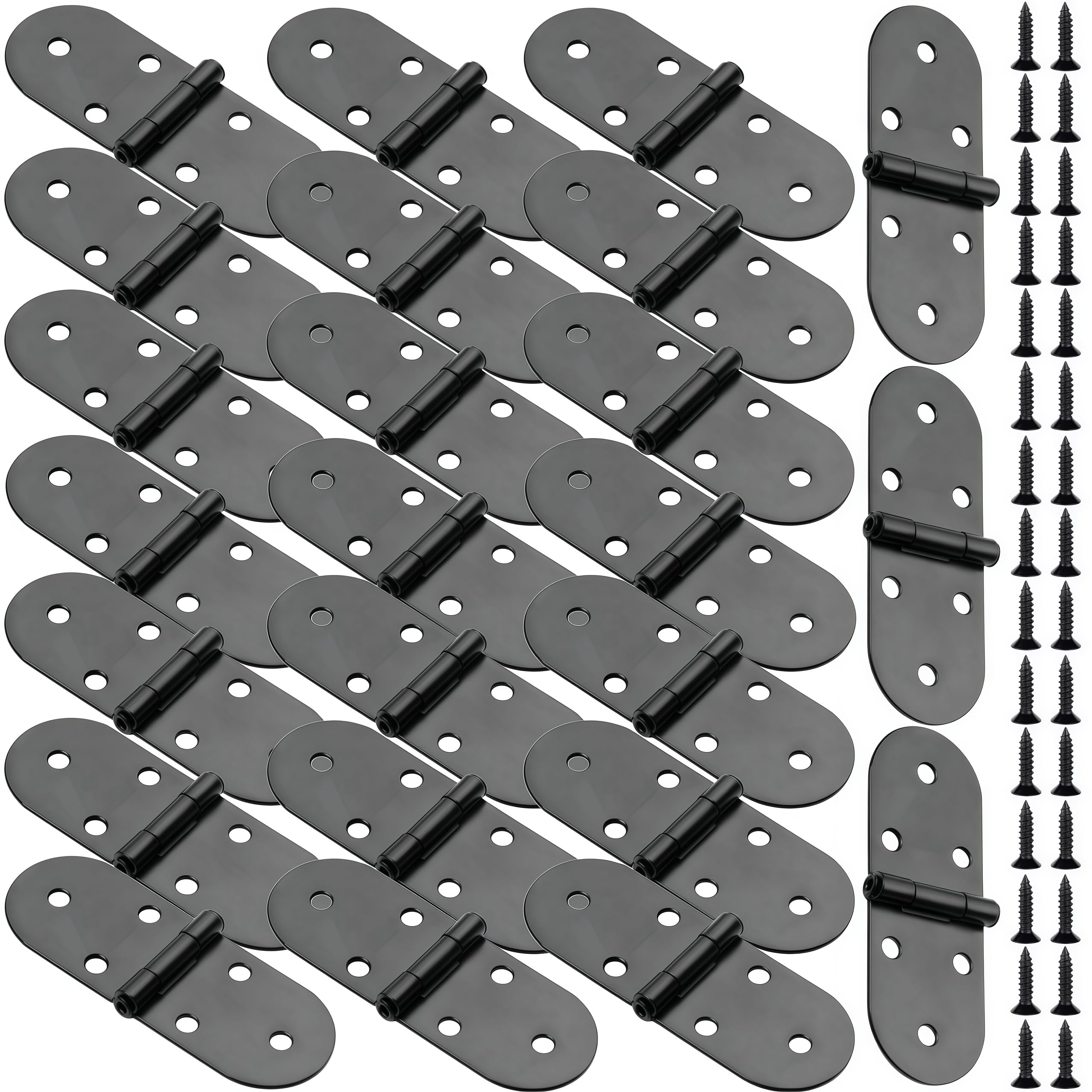 Vbnexyr Black Folding Hinge 24 Pack Of 270 Degree Folding Iron Hinges For Wooden Crates Cabinet Doors Folding Tables And Furniture Accessories 3.15 X 1.18 Inches
