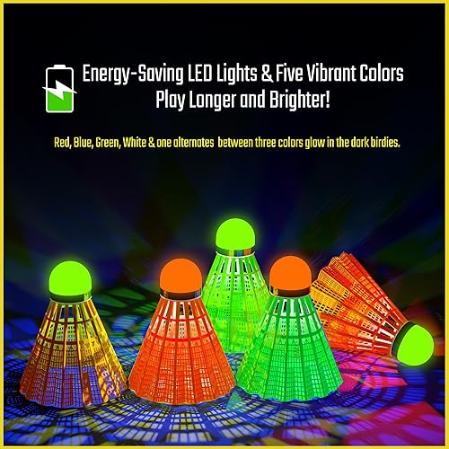 Miniatura 2 de EAGLES LED Badminton Shuttlecocks - Lighting Birdies, Nylon Glow in The Dark Light Up Birdie Balls for Outdoor Baseball Practice 11 Pack or 5 Pack