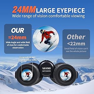 12x50 HD Binoculars for Adults, High Powered with Upgraded Phone Adapter, Clear Low Light Vision, IPX7 Waterproof & Lightweight for Bird Watching, Hunting, Outdoor Travel