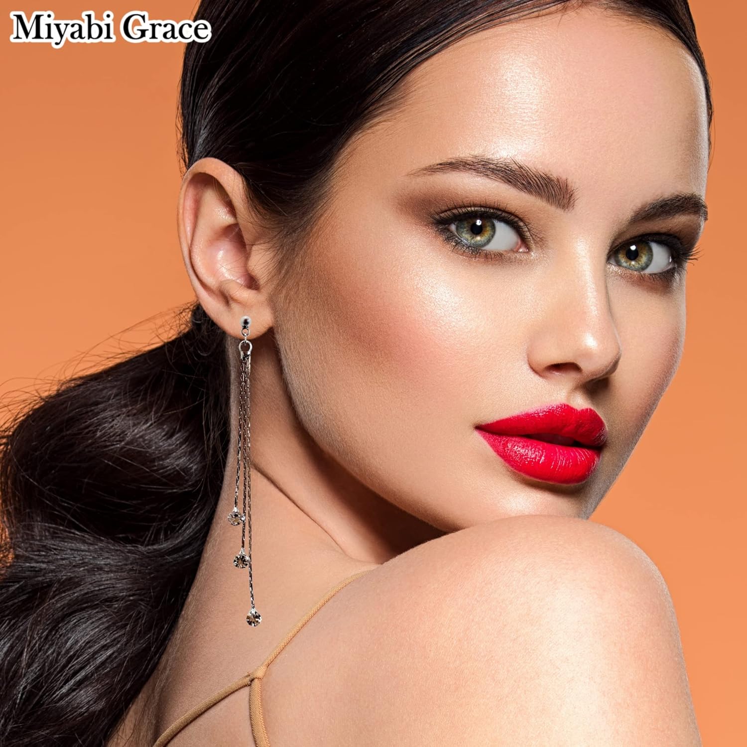 Dangle Silver Invisible Clip On Earrings for Women Not Pierced Gold Crystal Rhinestone Comfortable Hoop Fringe Long Chain Clip On Earrings