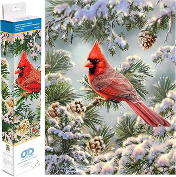 DIAMOND DOTZ Good Fortune Cardinal Diamond Painting Kits for Adults - Diamond Art Kits a Relaxing Creative Craft Kit with Dotz Gems 17.9x14