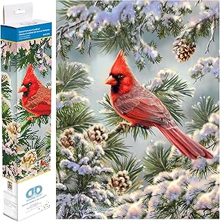Good Fortune Cardinal Diamond Painting Kits for Adults - Diamond Art Kits a Relaxing Creative Craft Kit with Dotz Gems 17.9x14