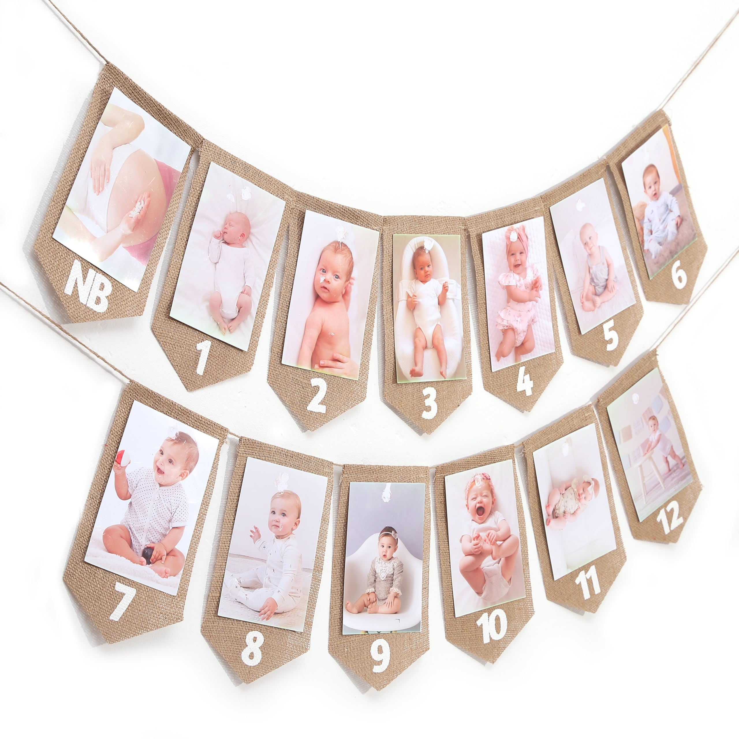 Photo 1 of 1st Birthday Burlap Photo Banner - First Birthday Photo Decoration,Burlap Newborn To 12 Months Birthday Party Decor Monthly Milestone Decor (brown)