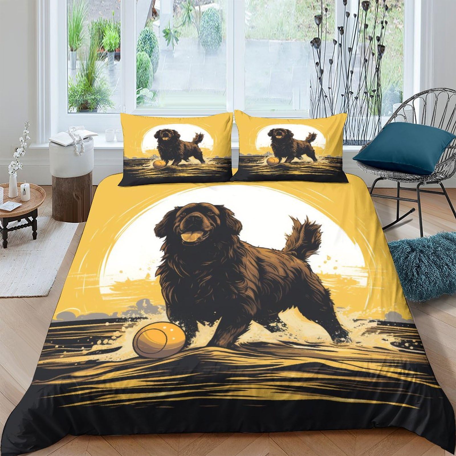 Parure de lit 220x240 Terre-Neuve housse couette zippée