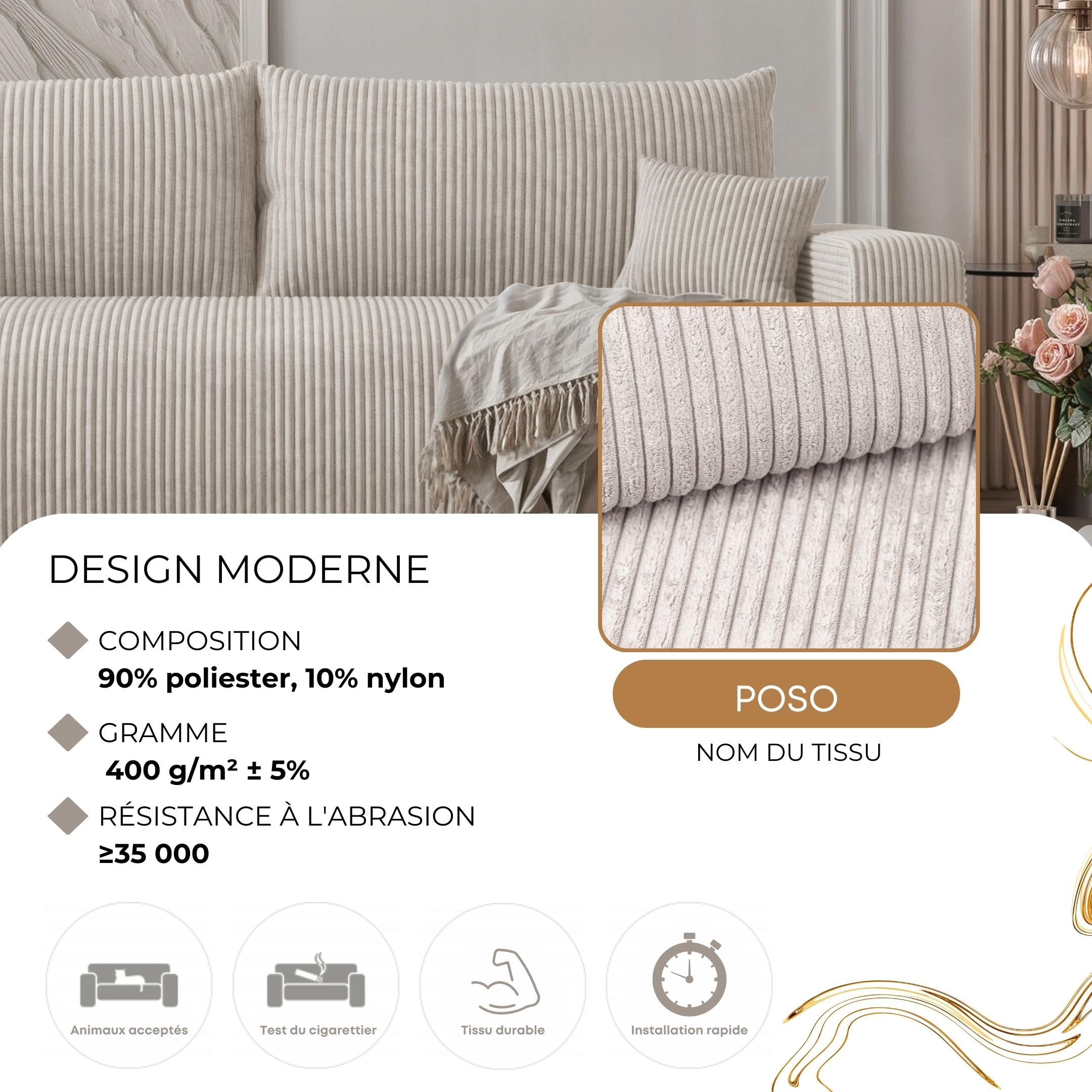 Canapé Convertible 3 Places avec Coffre 246 x 93 cm