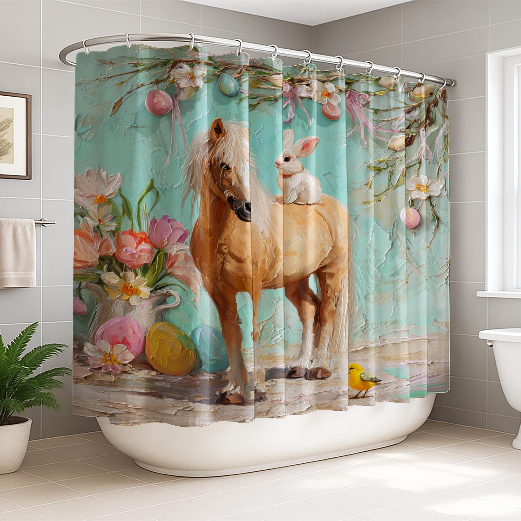 Rideau de douche extra large imperméable turquoise 274 x 183 cm avec crochets