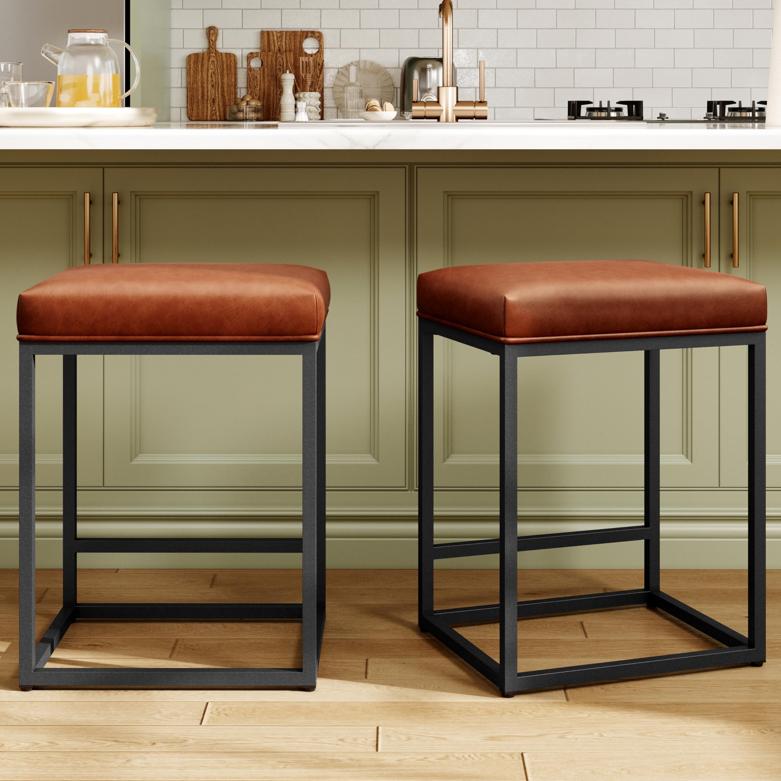 MAISON ARTS 24" Leather Set of 2