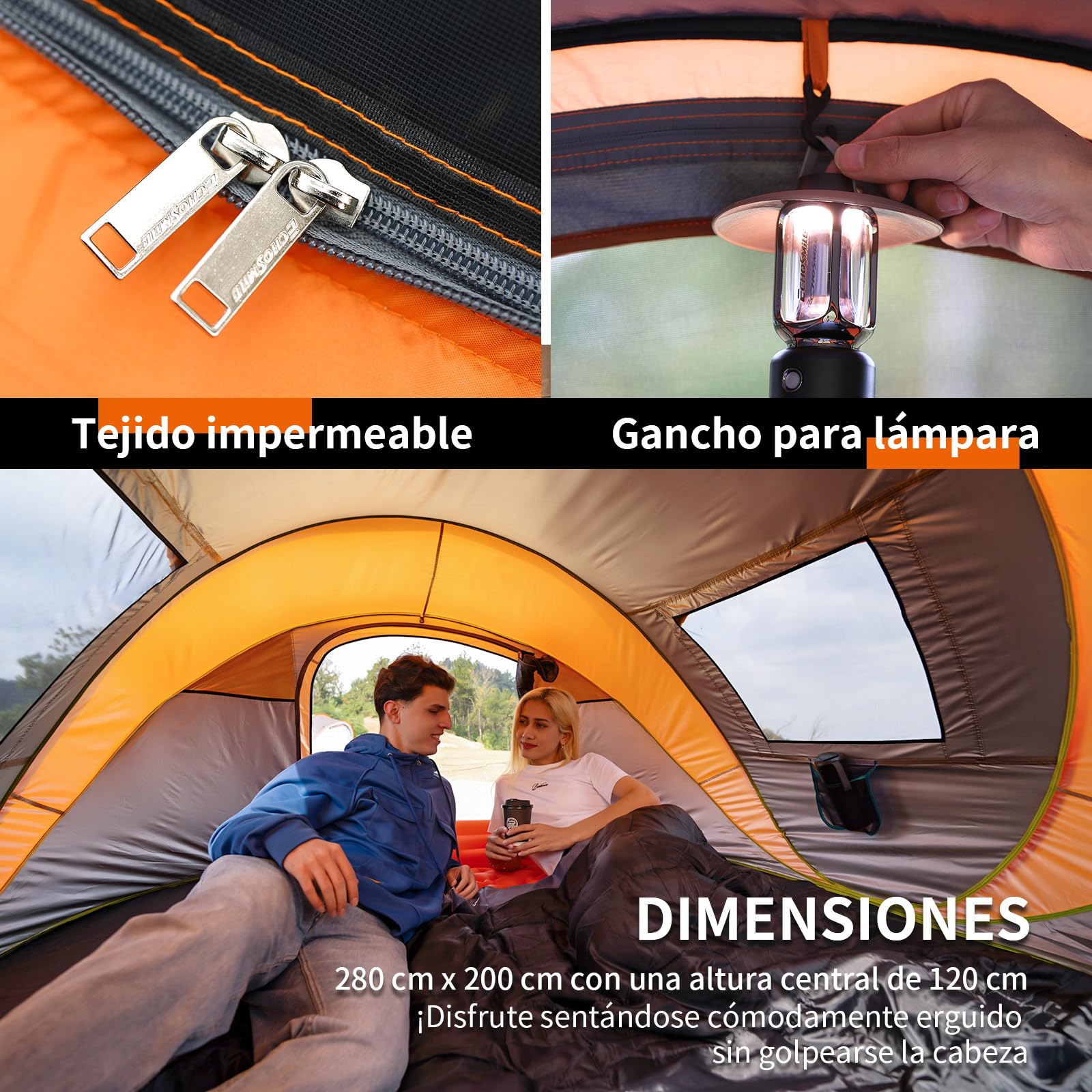 EchoSmile Tienda de Campaña Pop Up 2/4/6 Personas Tenda Campismo | Instantánea,Ventanas, Bolsillos, Bolsa de Transporte, Impermeable, Anti-UV,para Campismo,Senderismo Playa