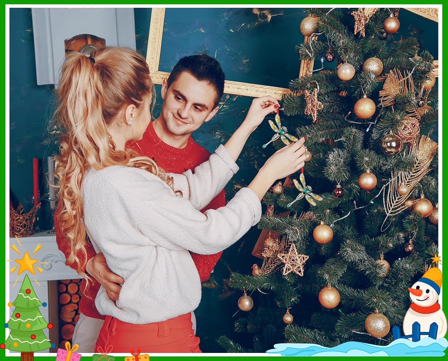 Dragonfly Ornament for Christmas Tree 2025 - Dragonfly Gifts for Women Metal Dragonflies Christmas Ornaments - Green Dragonflies Decor for Family Friends Girls Kids Sisters - Image 9